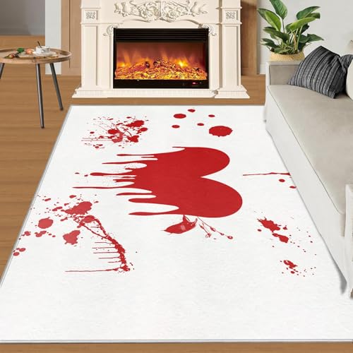 Herz Teppich Rotes Abstraktes Graffiti Kleine Teppiche Rotes Herz 60x90 Rug Weiß Vorleger Maschinenwaschbarer Rutschfester Teppich Für Stark Frequentierte Bereiche von BEQUTIY