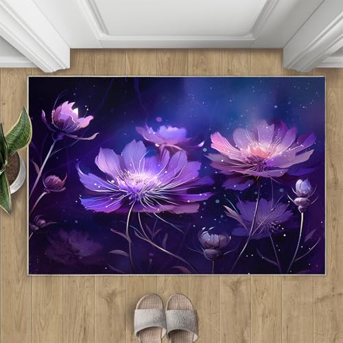 Lila Blüten Teppich Wunderschöne Lila Blüten Im Sternenlicht Kleine Teppiche Moderner Dunkelblauer Nachthimmel 50x80 Rug Pflanzen Vorleger Rutschfester Teppich Für Stark Frequentierte Bereiche Lila Blüten Teppich Wunderschöne Lila Blüten Im Sternenlicht Kleine Teppiche Moderner Dunkelblauer Nachthimmel 50x80 Rug Pflanzen Vorleger Rutschfester Teppich Für Stark Frequentierte Bereiche von BEQUTIY