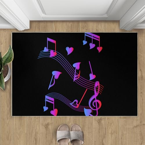 Musik Teppich Lila Noten Moderner Stil Kleine Teppiche Mode Schwarz 50x80 Rug Musik Vorleger Maschinenwaschbarer Rutschfester Teppich Für Stark Frequentierte Bereiche von BEQUTIY