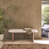 Bank aus massivem Mindi in Walnuss-Finish und Bouclé-Stoff 120 cm von BERAH GETAH