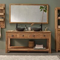 Waschtischunterschrank aus massivem recyceltem Teakholz 165 cm Waschtischunterschrank aus massivem recyceltem Teakholz 165 cm von BERAH GETAH