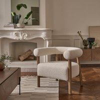 Runder Sessel aus Eichenholz und naturfarbenem Bouclé-Stoff von BERAH GETAH