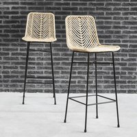 Set aus 2 Barhockern aus Rattan und Metall von BERAH GETAH