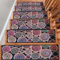 Farbiger Evil Eye Perlen Treppenteppich, Stair Treads Teppich, Rutschfester Maschinenwaschbarer Leicht Zu Reinigen von BERFINSHOME