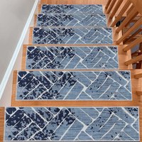 Ocean Designed Stair Carpet, Treads Teppich, Rutschfester Maschinenwaschbarer Leicht Zu Reinigen, Treppenmatte von BERFINSHOME