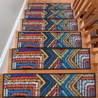Regenbogen-Treppenteppich, Treppenstufen-Teppich, Rutschfester Teppich, Maschinenwaschbarer Teppich von BERFINSHOME