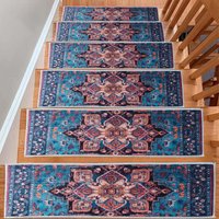 Vintage Gemusterter Treppenteppich, Treppenstufen-Teppich, Rutschfester Teppich, Maschinenwaschbarer Leicht Zu Reinigen von BERFINSHOME