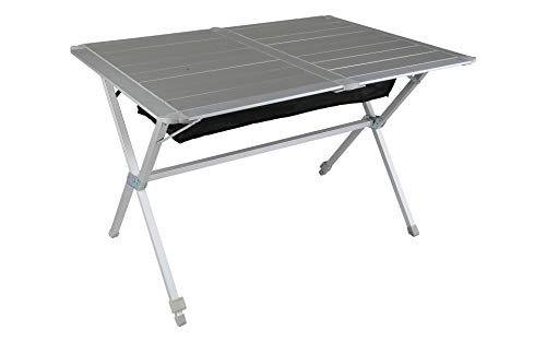 BERGER Campingtisch mit rollbarer Tischplatte - Klapptisch Höhenverstellbar Klappbar | Gartentisch, Esstisch, Balkon, Garten, Terrasse (Aluminium) von BERGER