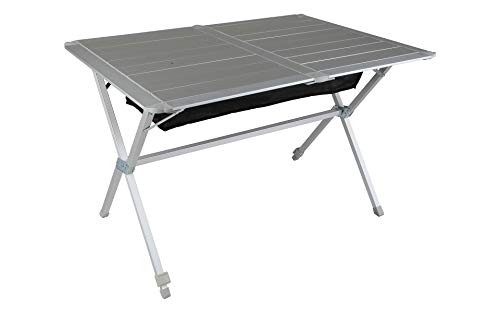 BERGER Campingtisch mit rollbarer Tischplatte - Klapptisch Höhenverstellbar Klappbar | Gartentisch, Esstisch, Balkon, Garten, Terrasse (Aluminium) von BERGER