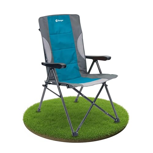 BERGER Siena Faltstuhl | Campingstuhl faltbar mit 3-Fach Verstellbarer Rückenlehne & robuster Armlehne | Bequemer Gartenstuhl Klappstuhl Camping Stuhl mit kleinem Packmaß, belastbar bis 120 kg von BERGER