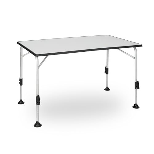 Berger Ivalo 2 Campingtisch 115x70cm | Klapptisch höhenverstellbar Alu Camping Tisch Gartentisch klappbar | Falttisch Esstisch Balkon Garten Terrasse | grau von BERGER