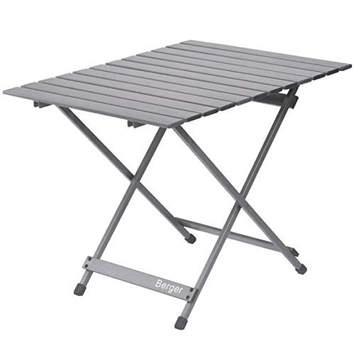 BERGER Campingtisch Klappbar - Klapptisch Camping Falttisch Tragbar aus Aluminium mit Tasche für Picknick, Kochen, Garten, Wandern und Reisen - 50x50cm von BERGER