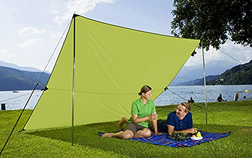 BERGER Ultraleicht Tarp 3x4m │ Camping Sonnensegel Wohnwagen kleines Packmaß Sonnensegel mit Stangen, Sonnenschutz für Strand Garten │ Ideal als Sonnensegel 3x4m für Zelt, Wohnwagen oder Auto von BERGER