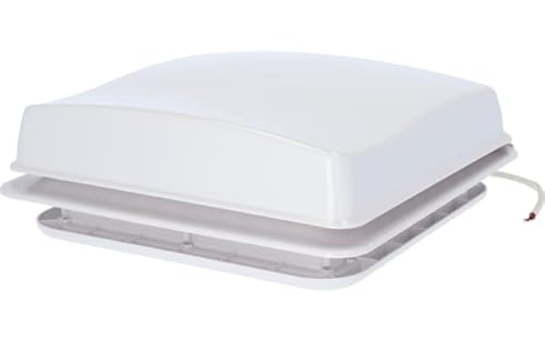 BERGER Turbo Vent 28x28 12V │ Dachfenster Dachhaube Wohnwagen Wohnmobil Dachluke Fliegengitter + Ventilator │ Camper Dachhaube als Fenster für Licht und Luft bis 80 mm Dachstärke (Weiß) von BERGER