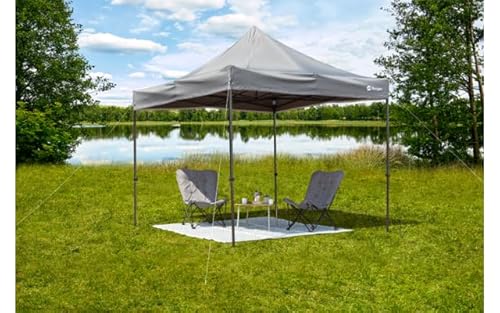 Berger Faltpavillon 3x3 m │ 3mx3m grau Partyzelt Luftzelt Luftpavillon zum Camping oder als Garten Pavillon 3x3 Meter │ inkl. Trolleytasche, Pavillon 3x3 faltbar, Gartenpavillon von BERGER