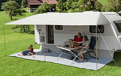 Berger Sonnenvordach Vario Vordach Sonnenschutz Wohnwagen Sonnendach Dach Sonnensegel grau (800x240cm) von BERGER