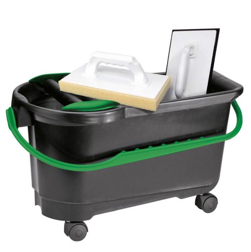 BERGTECTOOL Fliesenrollenwasch-Set FLIESEN-WASCHSET INKL. 4 RÄDER, PREMIUM, (1-tlg), Wascheimer 24l, Waschrollenaufsatz, Fliesenwaschbrett, Reibebrett von BERGTECTOOL