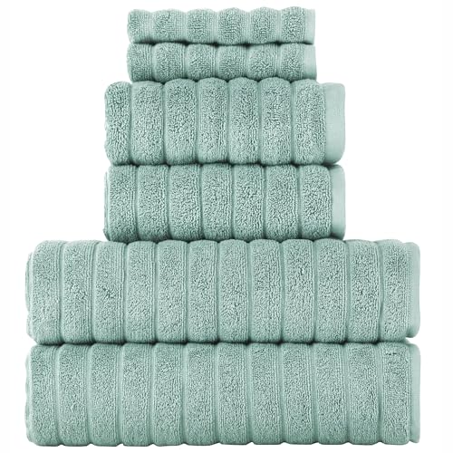 BERIBO Premium 6-teiliges Baumwoll-Badezimmer-Set – Luxuriöse türkische Handtücher in Schwarz (Meeresschaum) von BERIBO