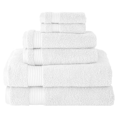 BERIBO Serenity 6-teiliges türkisches Handtuch-Set, 2 x Bad, 2 Handtücher, 2 x Gesichtshandtücher, 600 g/m², 100% Baumwolle (weiß) von BERIBO