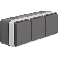 47733515 Steckdose schuko 3fach waagerecht mit Klappdeckel ap, W.1, grau - Berker von BERKER
