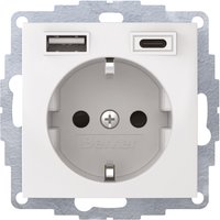 Berker Steckdose SCHUKO/USB polarweiß glänzend 48048989 von BERKER