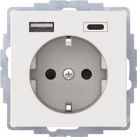 Berker Steckdose SCHUKO/USB polarweiß samt 48046089 von BERKER