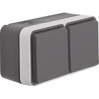 47843515 Steckdose schuko 2fach waagerecht mit Klappdeckel 2 Schieber W.1, grau - Berker von BERKER