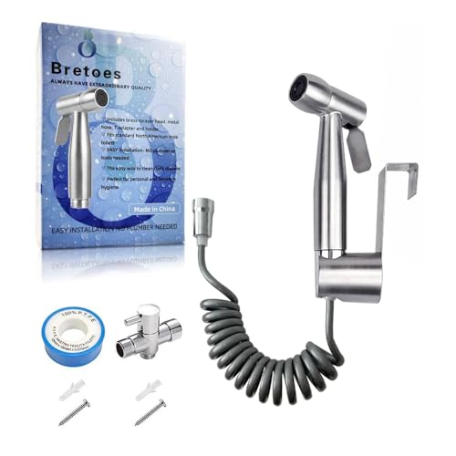 Bretoes Edelstahl Hand Bidet WC-Spritze – Für Persönliche Hygiene und Stechbecken – Spray (Full Set) Chrom von bretoes