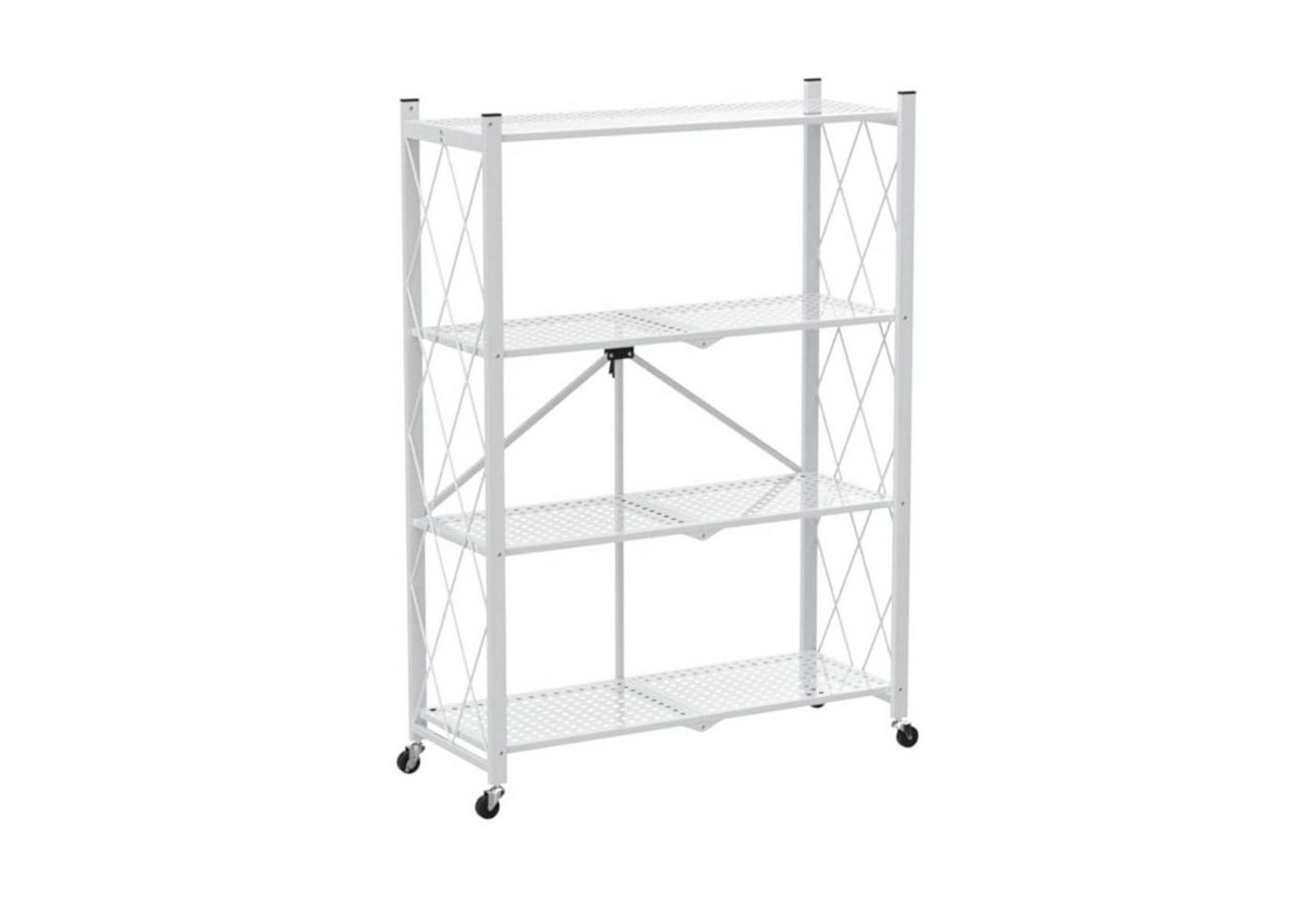 BERLINLODGE® Standregal Mehrzweckregal Klappregal mit Rollen Bücher Küchenregal Platzsparend, Schnell aufgebaut & verstaut, verfügbar in drei Höhen & zwei Farben von BERLINLODGE®