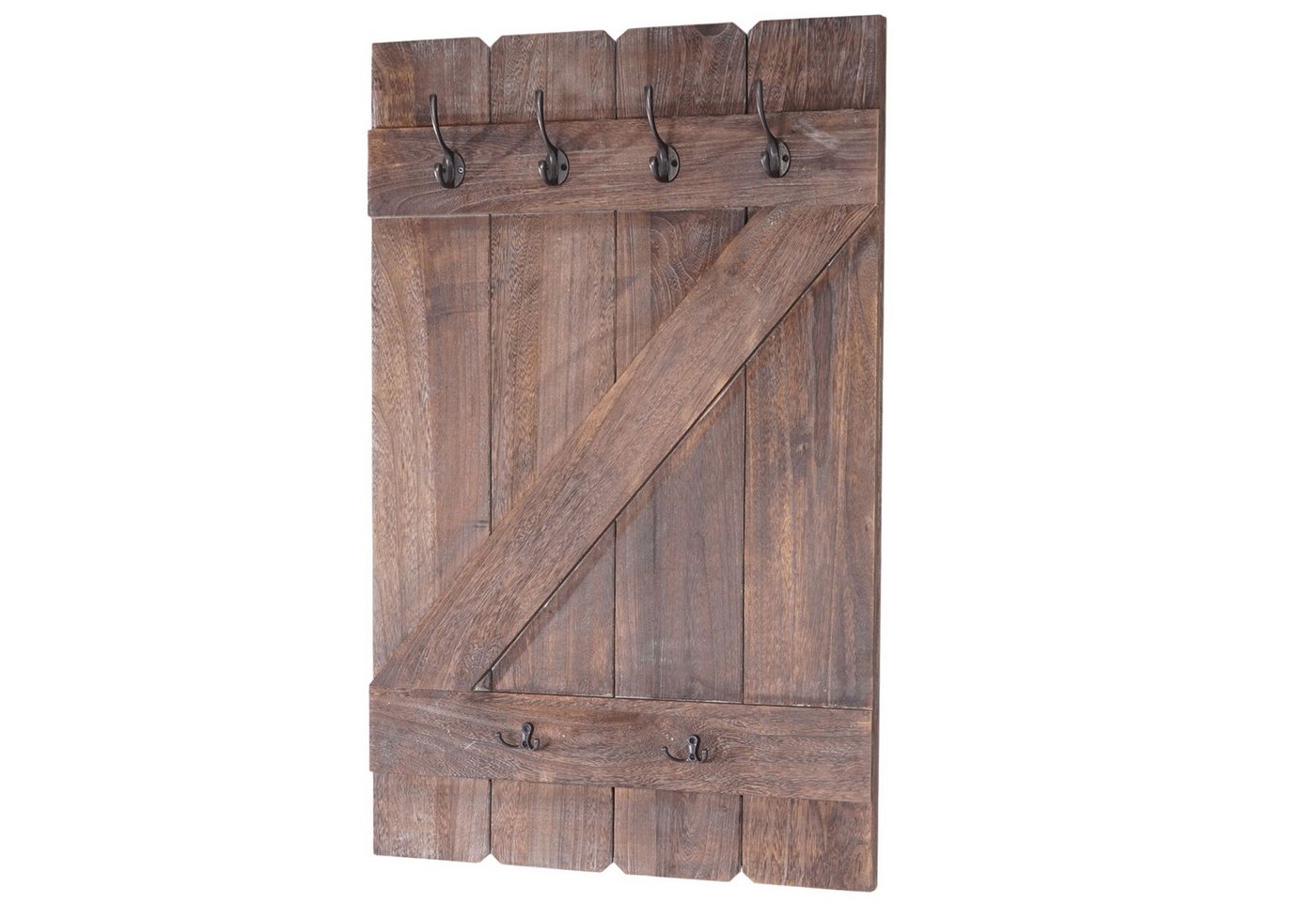 BERLINLODGE® Wandgarderobe Wandgarderobe 91x60x10cm 6 Haken Braun Garderobe Garderobenpaneel, Landhaus-Design: Shabby-Look für charmante & wohnliche Akzente von BERLINLODGE®