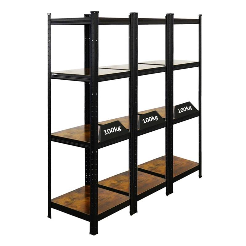 BERLINLODGE 3er Wohnregal Ragnar Set HxBxT 150x45x45cm Fachlast 100kg Vintagebraun-Schwarz von BERLINLODGE