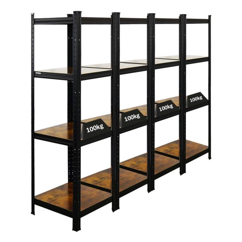 BERLINLODGE 4er Wohnregal Ragnar Set HxBxT 150x45x45cm Fachlast 100kg Vintagebraun-Schwarz von BERLINLODGE