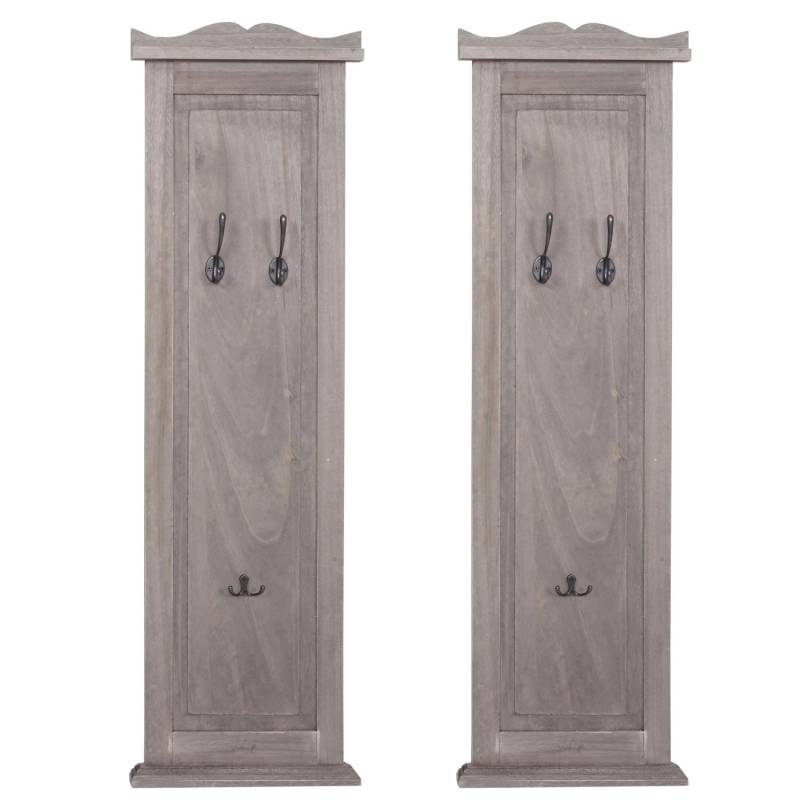 BERLINLODGE Garderobe 2er-Set 109x28x5,5cm Wandhaken Holz Grau-Braun Shabby BERLINLODGE Garderobe 2er-Set 109x28x5,5cm Wandhaken Holz Grau-Braun Shabby von BERLINLODGE
