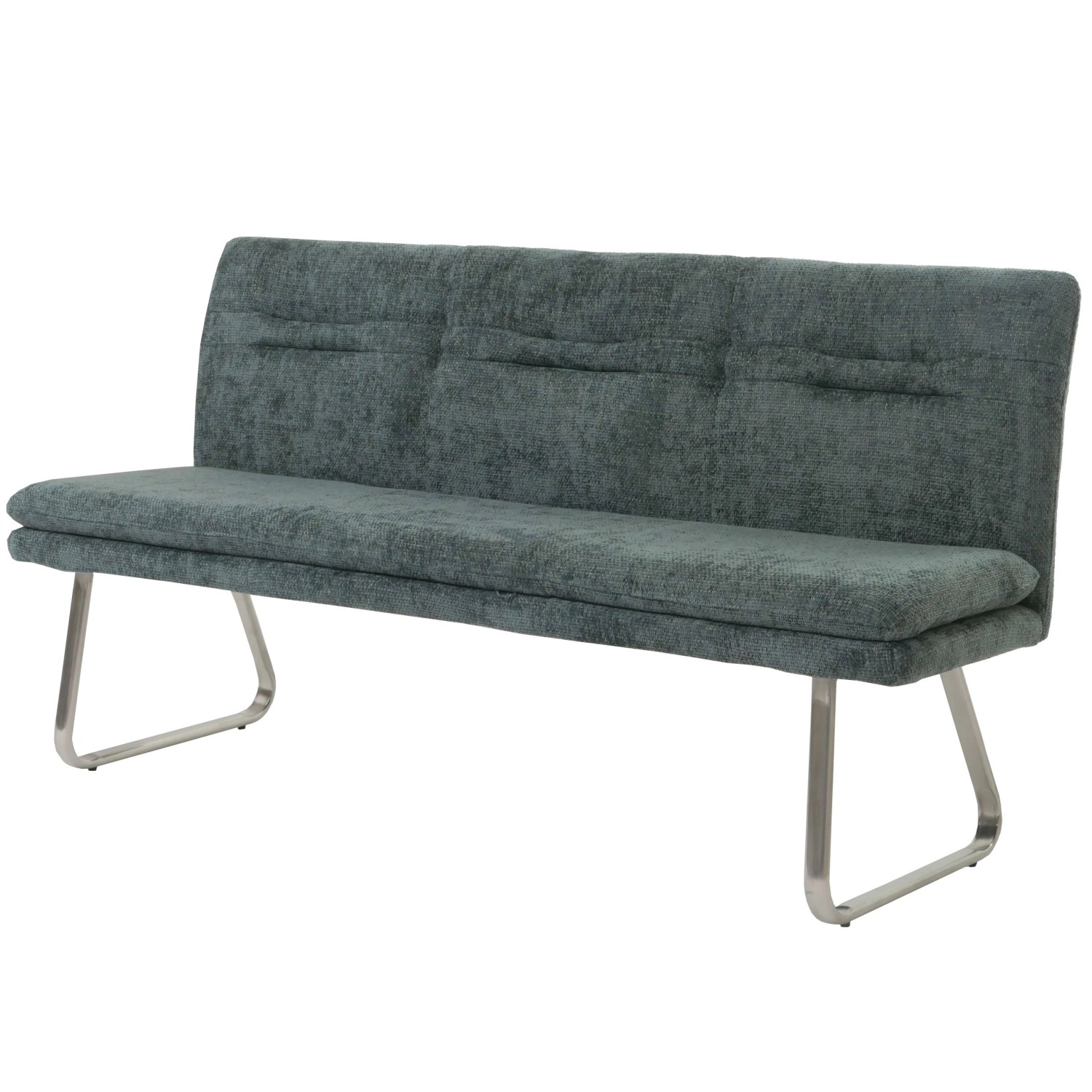 BERLINLODGE Sitzbank 93x180x58cm Sitzhöhe 51cm Lehne Stoff/Textil Chenille Edelstahl Gebürstet 180cm Blau-Grün BERLINLODGE Sitzbank 93x180x58cm Sitzhöhe 51cm Lehne Stoff/Textil Chenille Edelstahl Gebürstet 180cm Blau-Grün von BERLINLODGE