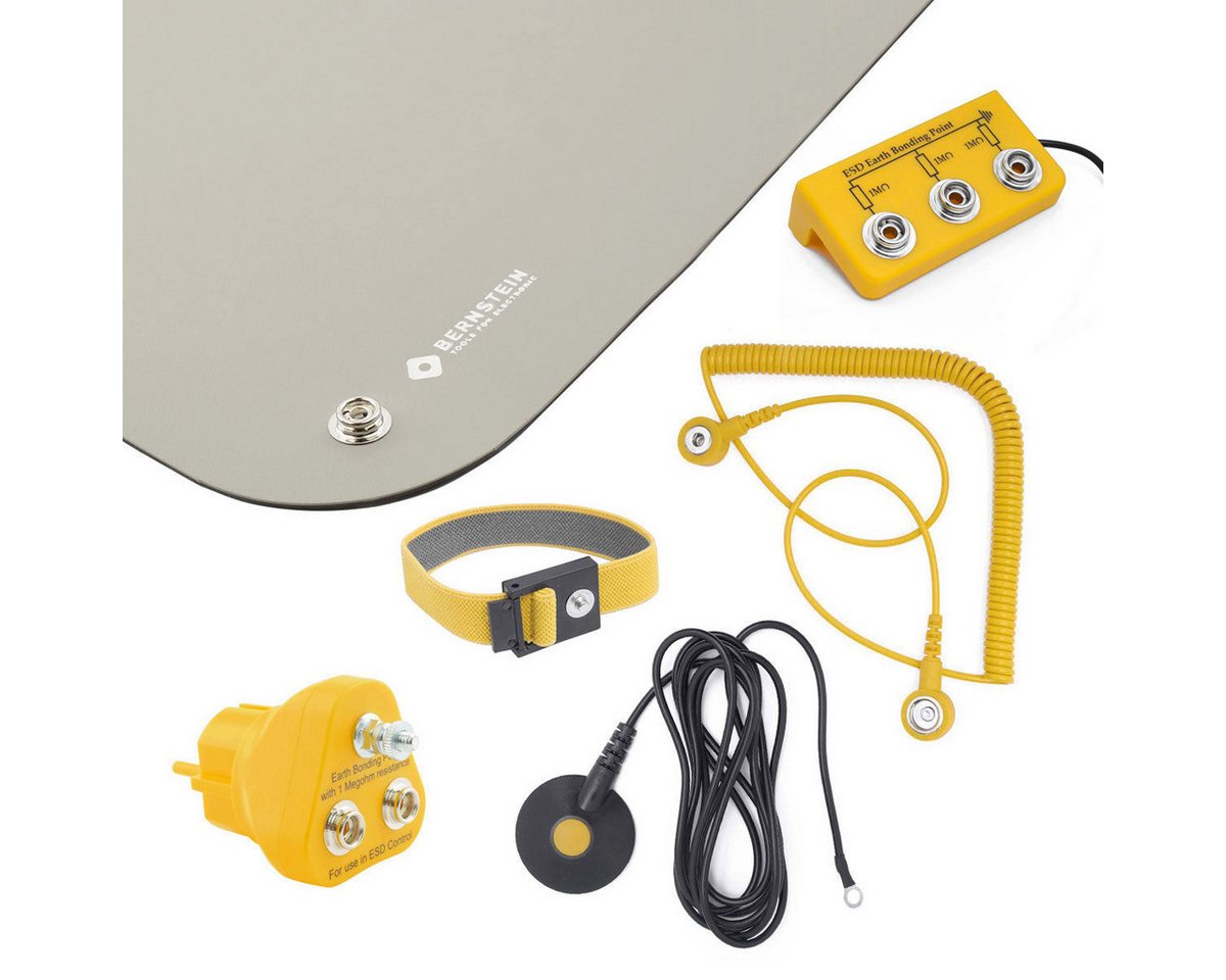BERNSTEIN TOOLS FOR ELECTRONICS Werkstatt-Set ESD Personenerdung Set 6-tlg Matte grau (900x610x2) von BERNSTEIN TOOLS FOR ELECTRONICS