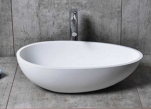 BERNSTEIN Aufsatzwaschbecken TWA65 aus hochwertigem Mineralguss Pure Acrylic – Oval, 60 x 35 x 16 cm, Weiß hochglanz – Idealer Waschtisch, Waschschale und Waschschüssel von BERNSTEIN