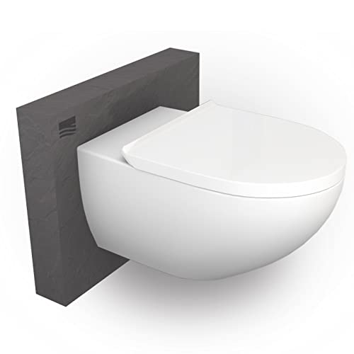 BERNSTEIN® Design Wand WC spülrandlos spülrandloses Hänge WC Set Toilette mit abnehmbareren Deckel Hängetoilette WC ohne Spülrand E-9030 Farbe: Weiß matt von BERNSTEIN