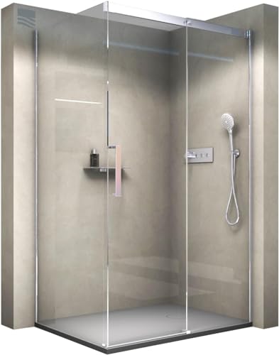 BERNSTEIN® Duschkabine mit Schiebetür Eckdusche DX906 FLEX Chrom - Dusche Schiebetür x Breite: 160x80cm Duschglas aus 8mm ESG Klarglas mit NANO-Beschichtung von BERNSTEIN