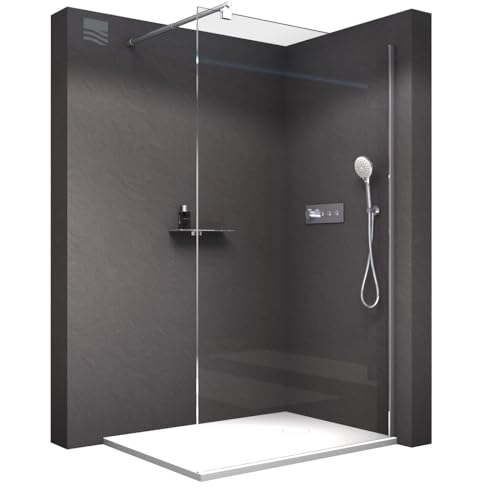 BERNSTEIN Duschwand Glas Duschabtrennung Walk-In Dusche Nano ESG Echtglas Duschtrennwand EX101 Klarglas 110 x 200 cm von BERNSTEIN