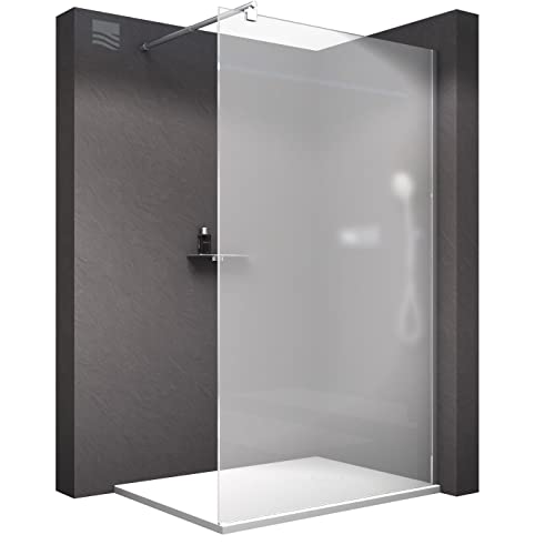 BERNSTEIN Duschwand Glas Duschabtrennung Walk-In Dusche Nano ESG Echtglas Duschtrennwand EX101 Milchglas 130 x 200 cm von BERNSTEIN