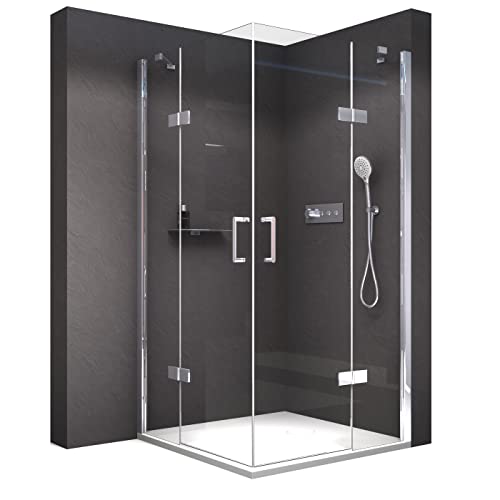 BERNSTEIN® Eckdusche 90 x 120 cm Dusche mit Drehtür an zwei Festfelder NT407 – Duschabtrennung mit Eckeinstieg 8mm ESG Nano Klarglas von BERNSTEIN