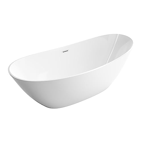 BERNSTEIN Freistehende Badewanne aus Sanitäracryl Standbadewanne Wanne mit Doppelwandiger Konstruktion 180 x 80 x 69 cm - 5 Jahre Garantie - Bellagio 2.0 in Weiß glänzend, Acryl-Wanne von BERNSTEIN