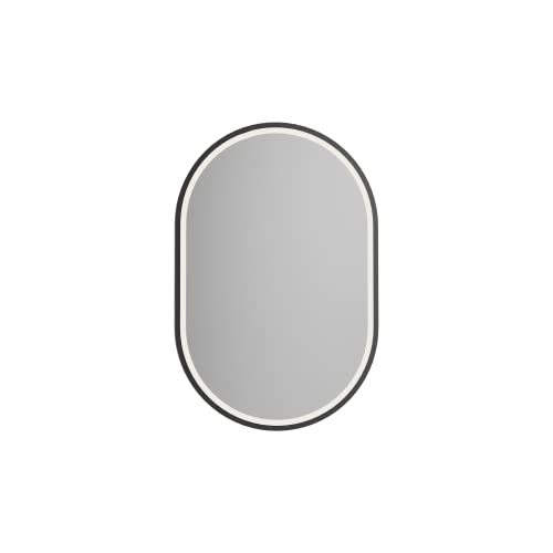 BERNSTEIN® LED Badezimmerspiegel 8144 2.0 oval mit Leichtmetallrahmen in Schwarz Wandmontage, Warm-/Kaltlichteinstellung Wandspiegel mit Sandbestrahlten Rand, Aluminiumrahmen, 40 x 60 cm von BERNSTEIN