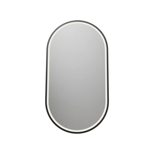 BERNSTEIN® LED Badezimmerspiegel 8144 2.0 oval mit Leichtmetallrahmen in Schwarz Wandmontage, Warm-/Kaltlichteinstellung Wandspiegel mit Sandbestrahlten Rand, Aluminiumrahmen, 55 x 100cm von BERNSTEIN