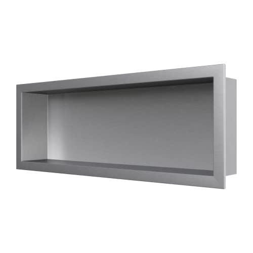 BERNSTEIN® Wandnische aus Edelstahl BS206010 mit Rahmen – 60 x 20 x 10 cm – Duschablage für Bad-Utensilien – flexibler Einbau - Duschnische in der Farbe Edelstahl von BERNSTEIN