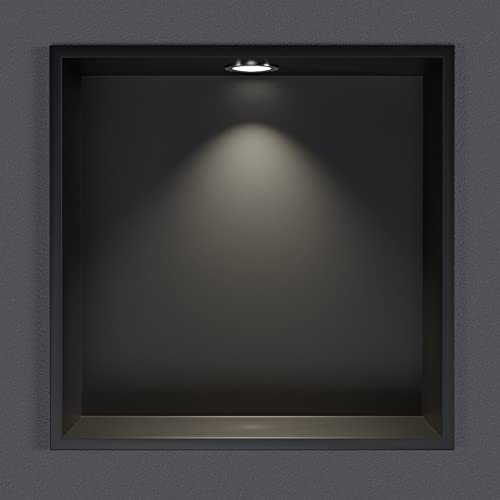 BERNSTEIN® Wandnische aus Edelstahl NT203010X mit LED-Beleuchtung– 20 x 30 x 10 cm – Duschablage für Bad-Utensilien – Duschnische mit Rahmen Schwarz LED-Einbaurahmen in Chrom von BERNSTEIN