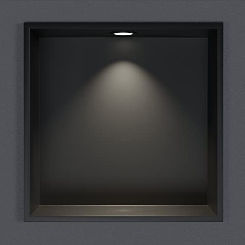 BERNSTEIN® Wandnische aus Edelstahl NT203010X mit LED-Beleuchtung– 20 x 30 x 10 cm – Duschablage für Bad-Utensilien – Duschnische mit Rahmen Schwarz LED-Einbaurahmen in Schwarz matt von BERNSTEIN