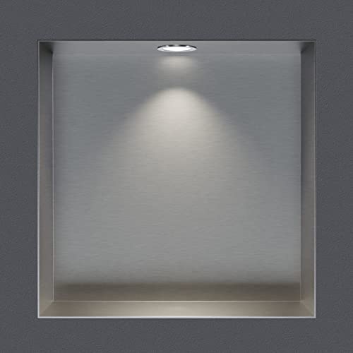BERNSTEIN® Wandnische aus Edelstahl NT203010X randlos mit LED-Beleuchtung– 20 x 30 x 10 cm – Duschablage für Bad-Utensilien - befliesbare Duschnische in Edelstahl gebürstet, LED-Einbaurahmen in Chrom von BERNSTEIN