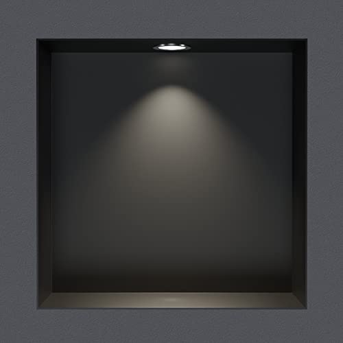 BERNSTEIN® Wandnische aus Edelstahl NT203010X randlos mit LED-Beleuchtung– 20 x 30 x 10 cm – Duschablage für Bad-Utensilien - befliesbare Duschnische in der Farbe Schwarz, LED-Einbaurahmen in Chrom von BERNSTEIN