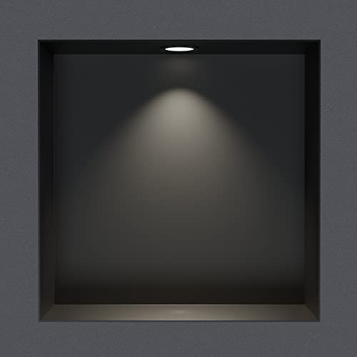 BERNSTEIN® Wandnische aus Edelstahl NT203010X randlos mit LED-Beleuchtung– 20 x 30 x 10 cm – Duschablage für Bad-Utensilien - befliesbare Duschnische in der Farbe Schwarz, LED-Einbaurahmen in Schwarz von BERNSTEIN